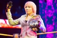 Asuka's 16-month reign came to an end with her relinquishing the title and departing NXT while in the midst of suffering an injury.